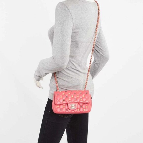 Chanel Pink Quilted Lambskin Leather 18k Lucky Charms Rectangular Mini Flap Bag - Picture 2 of 10